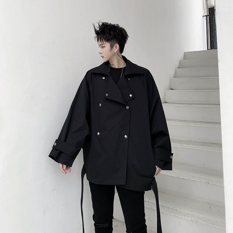 大西服领外套双排扣可调节束身衣摆飘带装饰夹克A345-1178-P125,男装夹克,电商A345