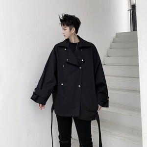 大西服领外套双排扣可调节束身衣摆飘带装饰夹克A345-1178-P125图片
