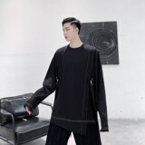 绑带黑色贴布长袖卫衣时尚个性上衣A345-1971-P75，男装卫衣，电商A345