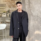 新款假二件不对称金属环休闲复古长袖西服男春秋A345-1870-P135，男装西服，电商A345
