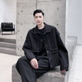 秋季新款男夹克潮牌休闲百搭铆钉时尚帅气个性外套A345-136--P105，男装夹克，电商A345