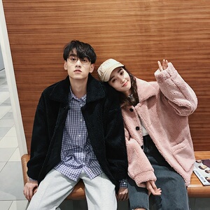BFY原创冬季冰岛绒大衣加厚翻领男女毛毛外套上衣A345-1017-P140图片