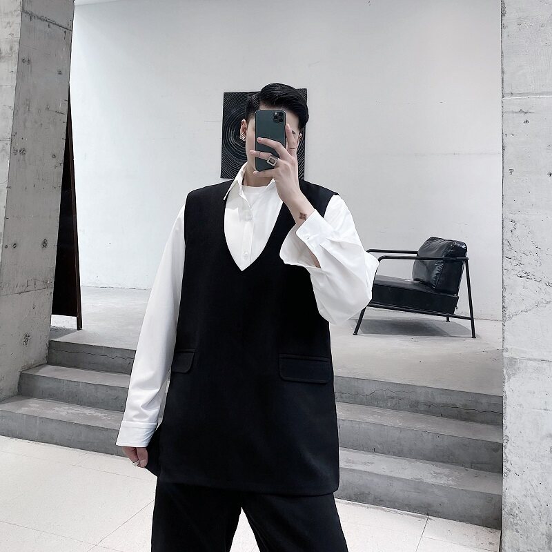 新款男超短长袖黑西服马甲二件套A345-1218-P135,男装西服,电商A345