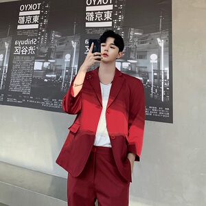 春夏原创复古个性酒红色韩版修身西服上衣A345-1069-P95图片