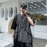 夏季圆领纯棉黑色t恤男士流行帅气休闲宽松半袖A345-1809-P55，男装T恤，电商A345