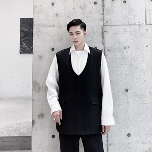 新款男超短长袖黑西服马甲二件套A345-1218-P135图片
