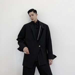 红西服上衣拉链装饰斜插袋外套男A345-1308-P125图片