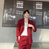 春夏原创复古个性酒红色韩版修身西服上衣A345-1069-P95，男装西服，电商A345