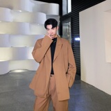 秋冬新款单粒扣宽松西服上衣领带可拆卸设计外套潮A345-1160-P135，男装西服，电商A345
