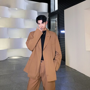 秋冬新款单粒扣宽松西服上衣领带可拆卸设计外套潮A345-1160-P135图片