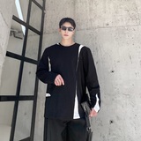 秋季男士潮牌设计师款式圆领T恤补丁拼接时尚流行纯棉上衣1920P70，男装T恤，电商A345