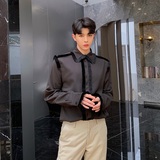 BFY原创流苏方领长袖百搭文艺男衬衣A345-1029-P75，男装衬衫，电商A345