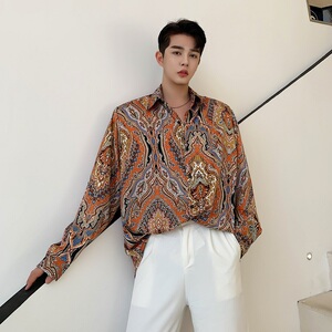 欧美男装2025春夏民族风图腾印花小众设计感衬衫A345-1188-P75图片