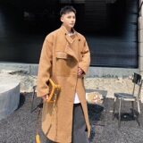 2025冬季设计感羊绒黑色大衣男中长款休闲宽松风衣A345-1856-P165，男装风衣，电商A345