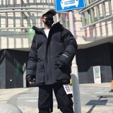 冬季加厚连帽工装立体口袋潮黑色棉衣A345-1019-P155，男装棉衣，电商A345