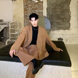 2025秋冬新款复古驼色西裤个性设计宽松阔腿裤A345-1160-1-P68，男装西裤，电商A345