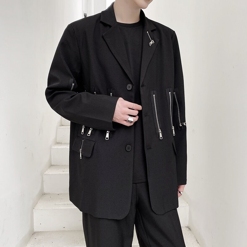 男西装外套走秀款拉链拼接西服上衣潮A345-1507-P135,男装西服套装,电商A345
