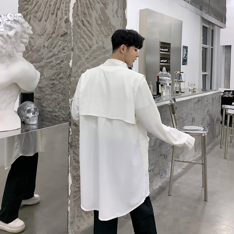 BFY原创两件套可拆卸个性气质马甲燕尾设计男衬衣A345-1033-P85,男装衬衫,电商A345