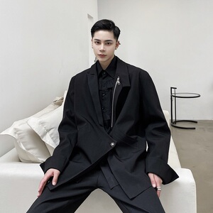 红西服上衣拉链装饰斜插袋外套男A345-1308-P125图片