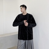秋冬款暗黑系外套男宽松韩版钻石绒织带铆钉卫衣A345-1301-P80，女装短外套，电商A345