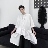 山本暗黑风夏季短袖T恤超火拼接荷叶边不规则上衣A345-1193-P60，男装T恤，电商A345