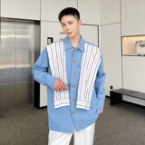 秋新品学院风休闲衬衫男韩版设计个性潮流免烫衬衣A345-1815-P85，男装衬衫，电商A345