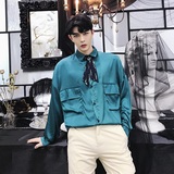 19春秋气质领结配饰藕色男长袖衬衣A345-1010-P75，男装衬衫，电商A345