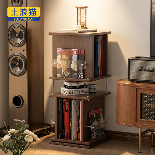 CD收纳盒实木专辑展示架可旋转
