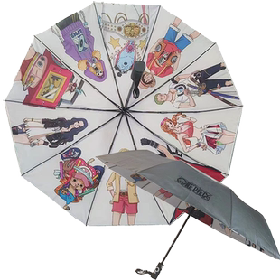 镭射雨伞夜行反光遇水变色晴雨两用全自动折叠防晒海贼王炫彩雨伞