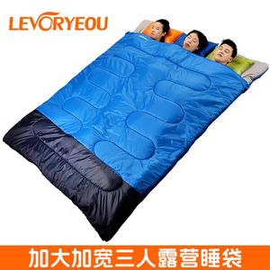 户外露营睡袋三人轻便携加大加厚保暖野营旅行睡袋防寒单双人四季