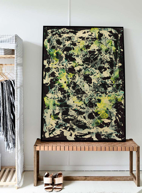 波洛克装饰画轻奢工业风抽象线条红色泼墨艺术画酒店玄关大幅挂画