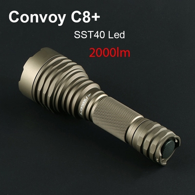 沙色Convoy C8+SST40 Led 高功率18650手电筒钓鱼露营徒步工作灯
