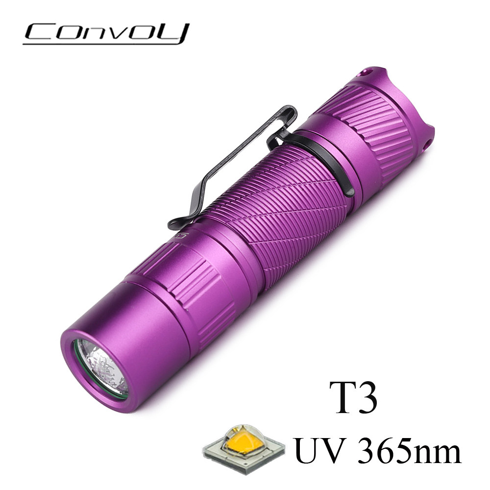 Convoy毛裤T3紫外线手电筒AA/14500 UV 365nm验钞检测鉴定紫光灯