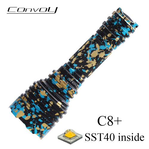 Convoy毛裤迷彩黑C8+SST40强光手电筒远射18650露营登山钓鱼巡逻