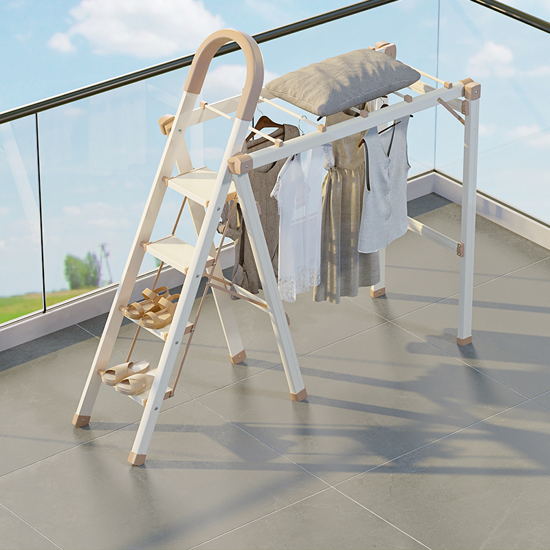格美居家用折叠晾衣架铝合金梯子