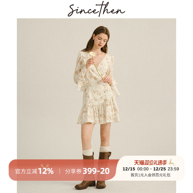 sincethen法式碎花裙子女春季
