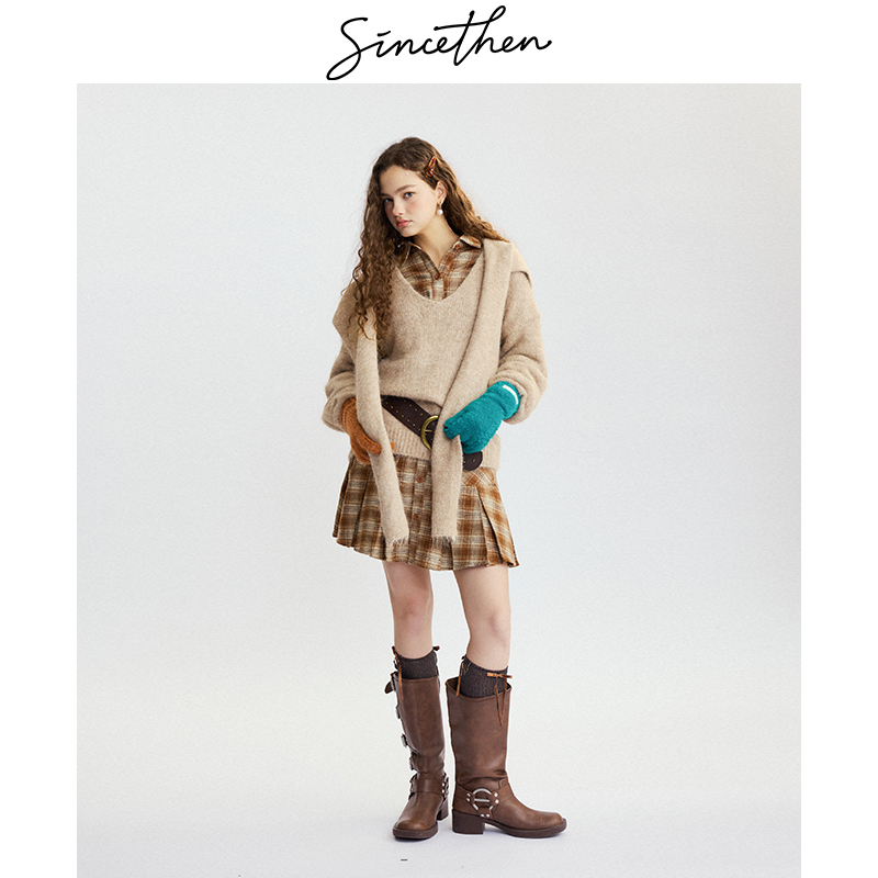 sincethen甜心俱乐部法式长袖毛衣小香风针织圆领上衣套头打底衫