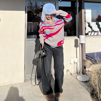 阔腿长裤牛仔裤2023冬季