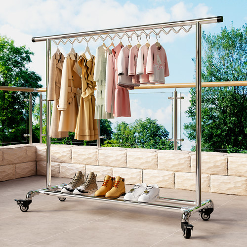 304不锈钢单杆落地晾衣架