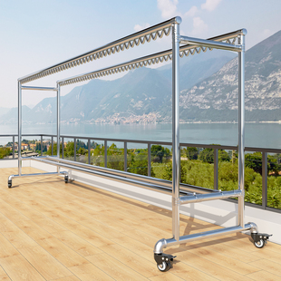 304不锈钢双杆晾衣架落地式阳台庭院防风晾衣杆户外可移动晒被架