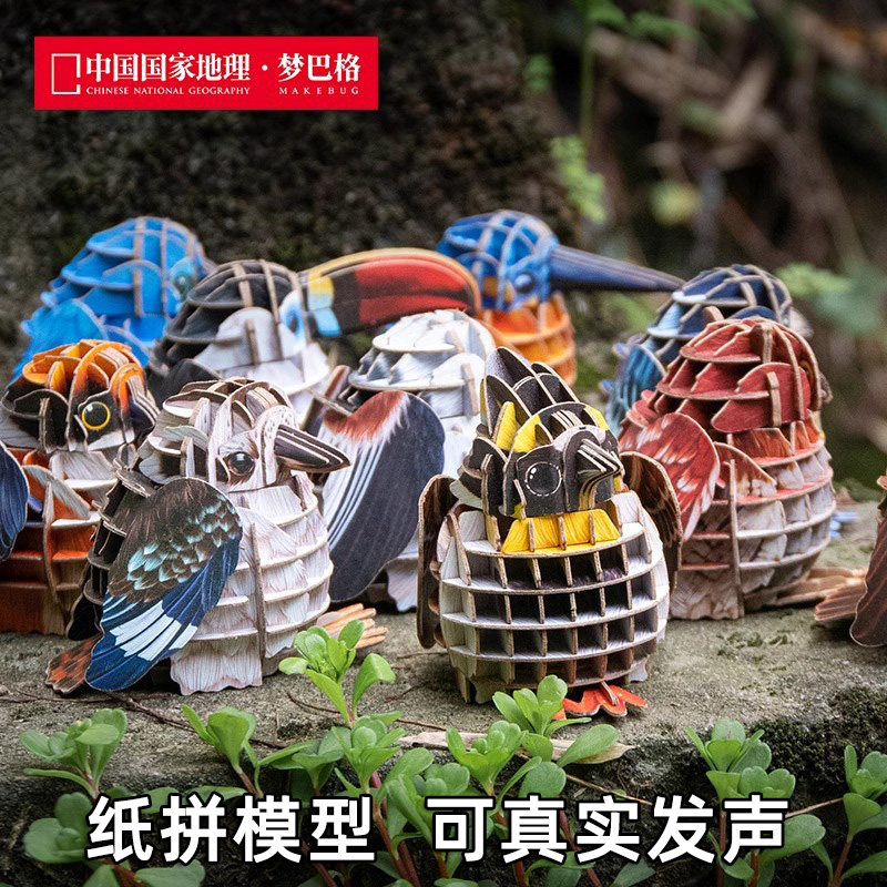 中国国家地理梦巴格拼插纸模小鸟昆虫3D立体拼图diy玩具儿童礼物,玩具/童车/益智/积木/模型,拼图/拼板,淘宝优惠券,粉丝福利购,淘宝优惠卷