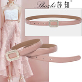 韩版 哑光真皮女士腰带配裙子西装 饰水钻细皮带简约百搭优雅牛皮带