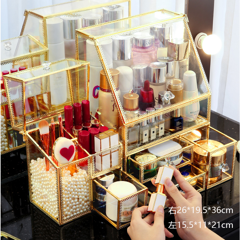 璃化妆品收纳盒防尘家用大容量