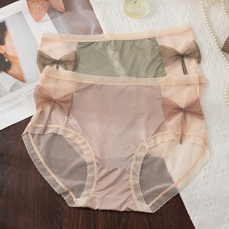 大码蕾丝内裤女轻奢缎面柔软无痕