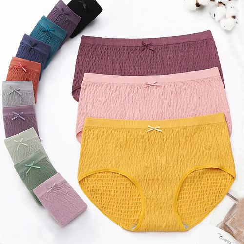 泡泡棉内裤女中腰舒适纯棉薄无痕