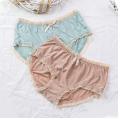 内裤 日系少女生中腰冰丝透气舒适无痕三角裤 女大码 胖mm200斤薄款