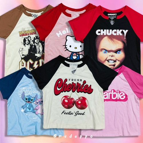 y2k亚文化鬼娃卡通印花辣妹T恤