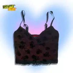 Only 9 Pieces Available, Authentic American Co-Branded Dark Gothic Style Sexy Short Mesh Skeleton Camisole