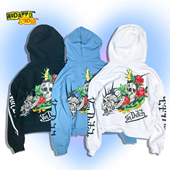 狠货 外套休闲裤 美国单美式 子套装 复古辣妹骷髅印花刺绣连帽衫