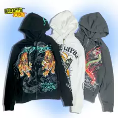 Great Stuff! American Retro Rock Print Unisex Fleece-Lined Loose Zipper Hoodie Sweatshirt Hot Girl Jacket